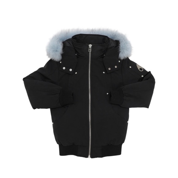 Moose knuckles boy bomber jacket in pale blue fur - Picture 1 of 1